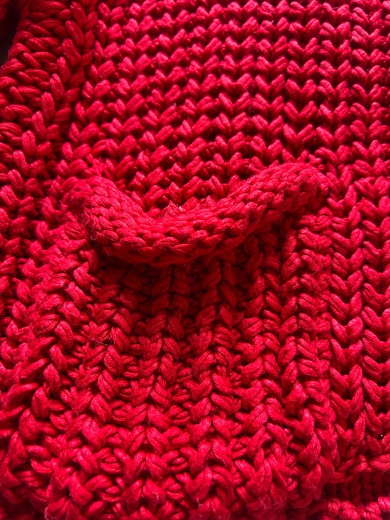 Crochet-Style Red Button Cardigan Sweater - Picture 5 of 9